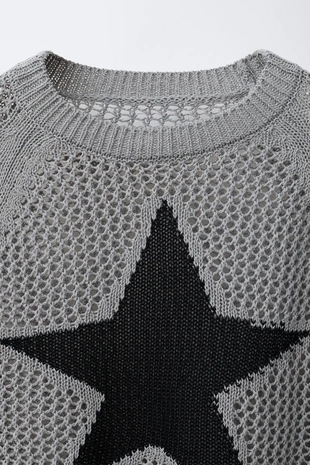 Ажурный джемпер со звездой- Заказать в России