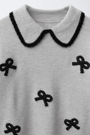 Вязаный свитер с бантами- Заказать в России