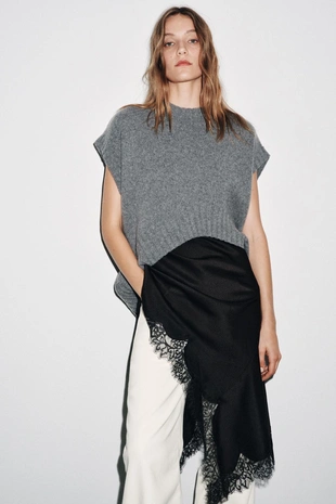 Вязаный шерстяной жилет оверсайз- Заказать в России