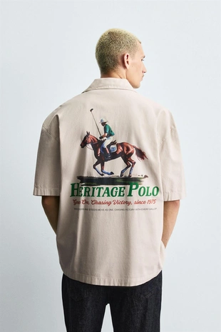 Рубашка из лиоцелла и хлопка с принтом- Заказать в России