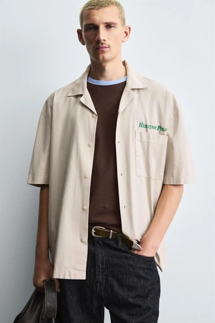 Рубашка из лиоцелла и хлопка с принтом- Заказать в России