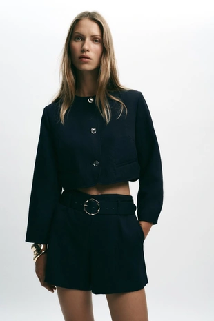 Купить Zara Укороченный блейзер с золотистыми пуговицами