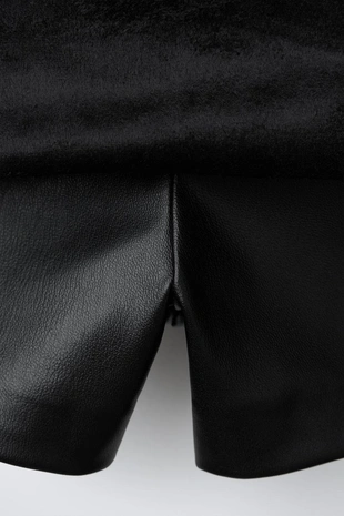 Юбка-брюки из искусственной кожи с бантами- Заказать в России