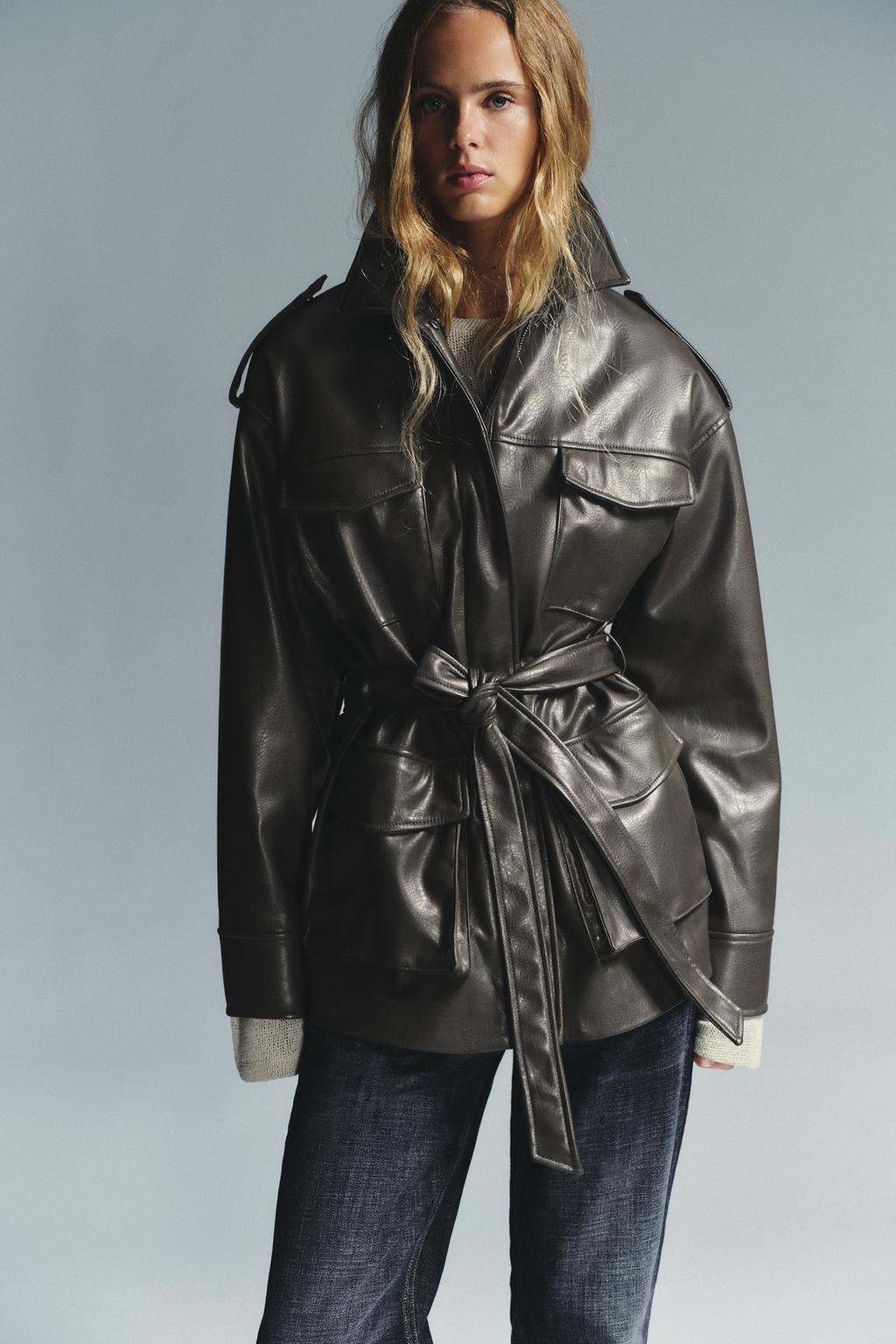 FAUX LEATHER JACKET WITH POCKETS