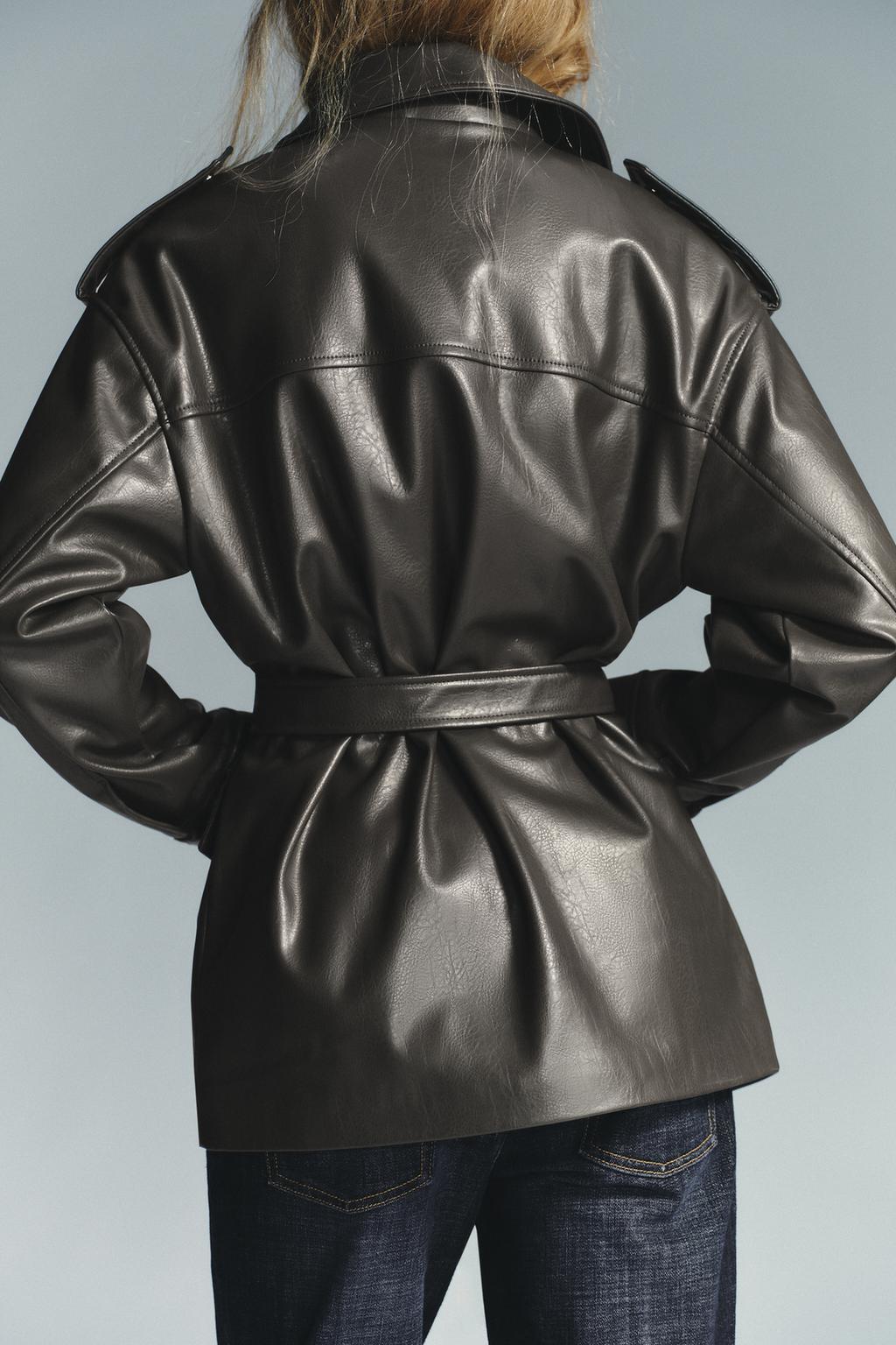 FAUX LEATHER JACKET WITH POCKETS