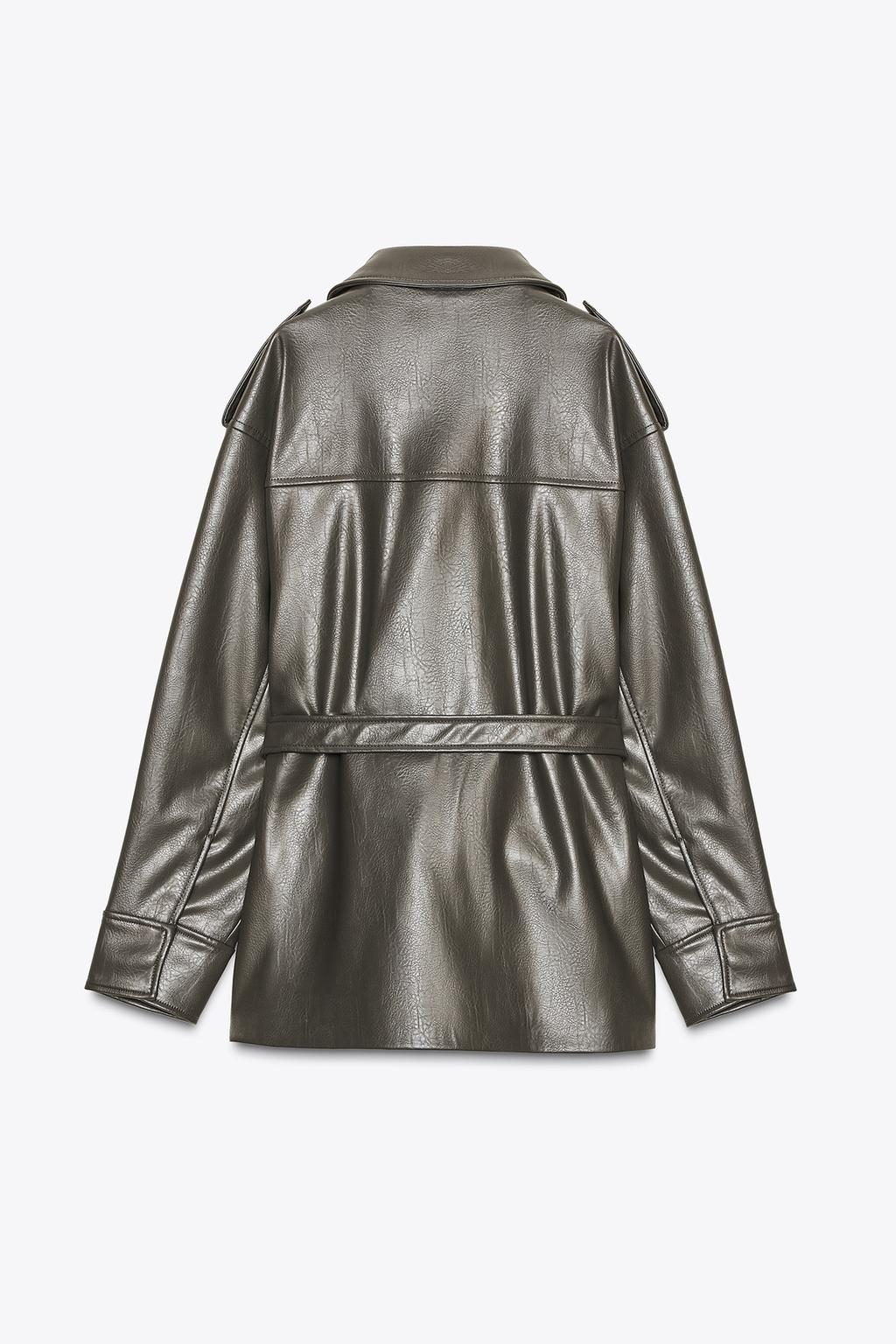FAUX LEATHER JACKET WITH POCKETS