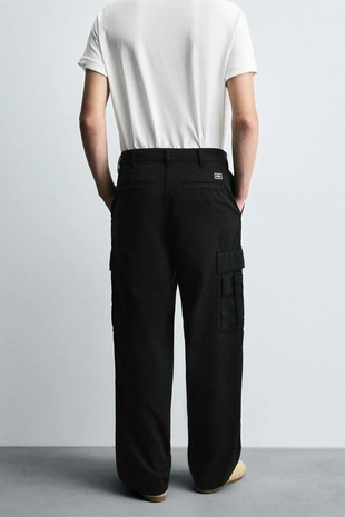 Black | 9252/310/800 - Zara Брюки-карго STRAIGHT FIT