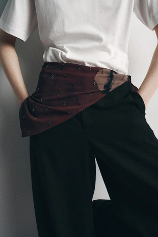 Бандана с принтом и бисером- Заказать в России