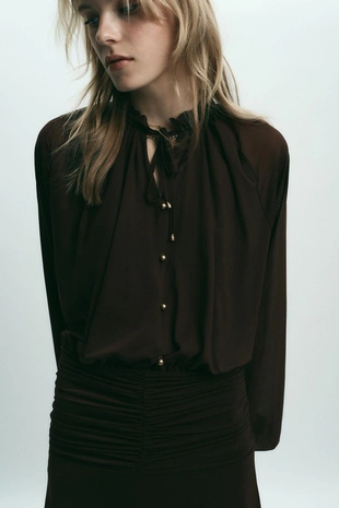 Длинное платье со сборками- Заказать в России