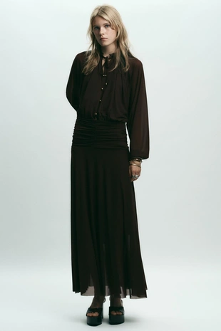 Длинное платье со сборками- Заказать в России