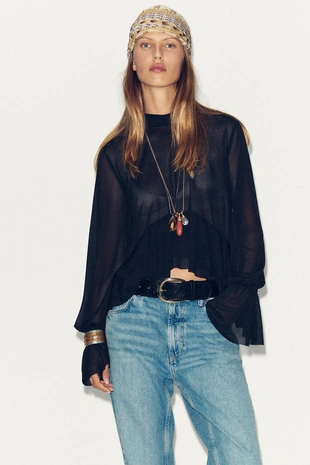 Легкий топ с оборочками- Заказать в России