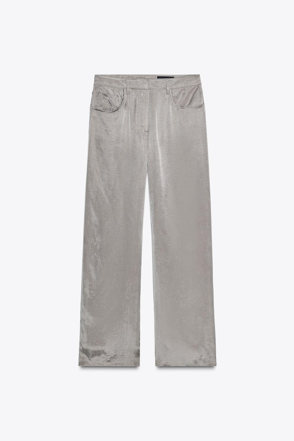 БРЮКИ ИЗ СТРУЯЩЕЙСЯ ТКАНИ С АТЛАСНЫМ ЭФФЕКТОМ — ZW COLLECTION