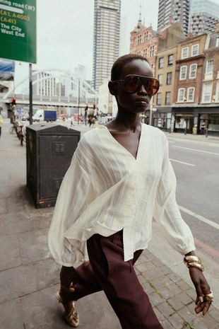 Блуза в рустикальную полоску- Заказать в России