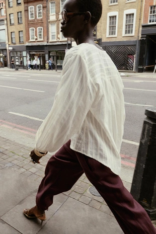 Блуза в рустикальную полоску- Заказать в России