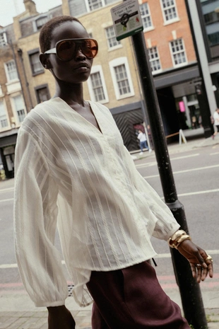 Блуза в рустикальную полоску- Заказать в России