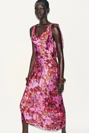 Платье миди с цветочным принтом- Заказать в России