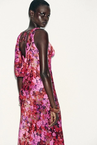 Платье миди с цветочным принтом- Заказать в России