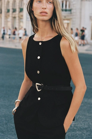 Black | 8372/363/800 - Zara Жилет с ремнем