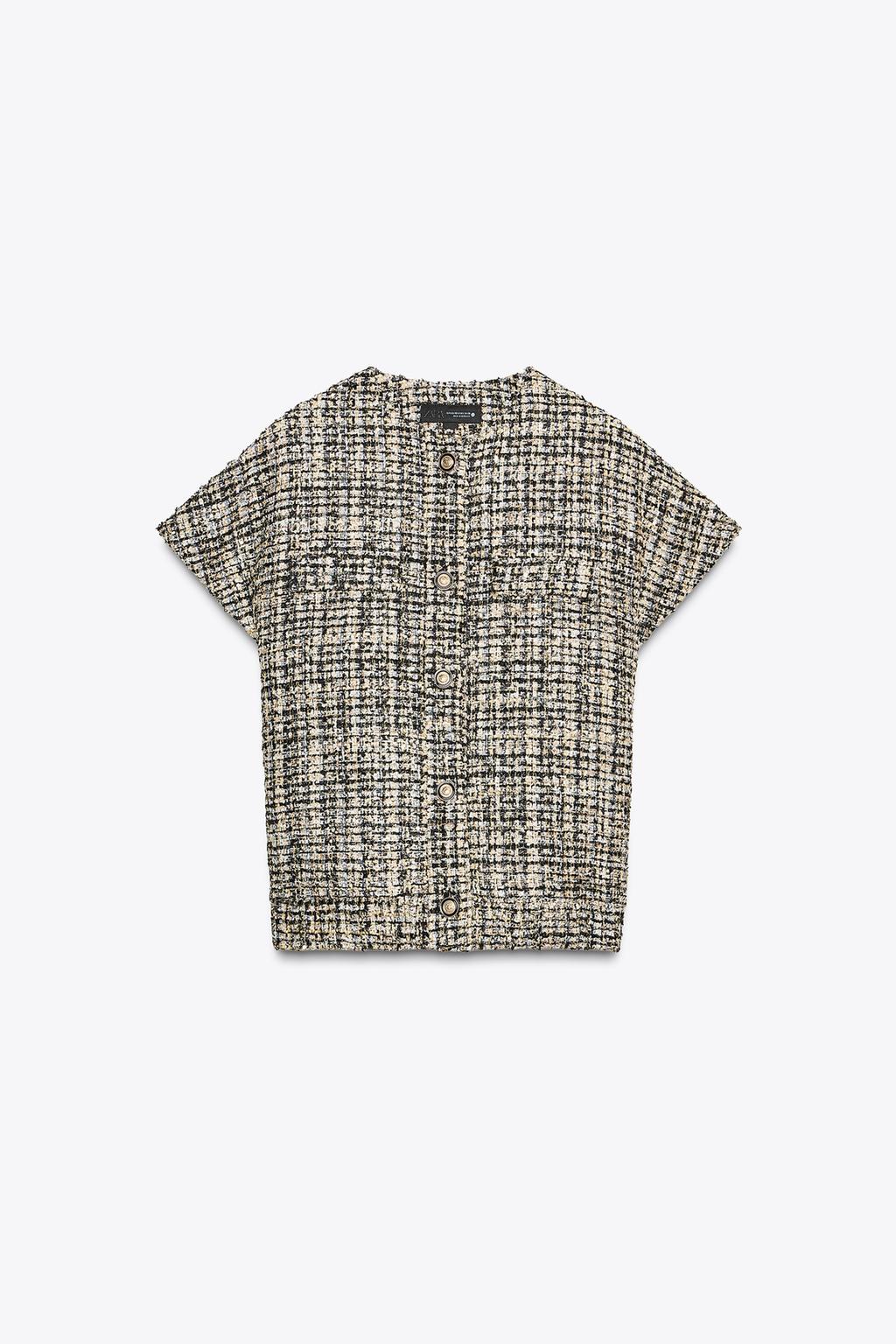 ЖИЛЕТ ИЗ РЕЛЬЕФНОЙ ТКАНИ С ПУГОВИЦАМИ — ZW COLLECTION