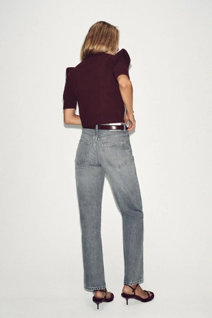 Трикотажный топ с короткими рукавами- Заказать в России