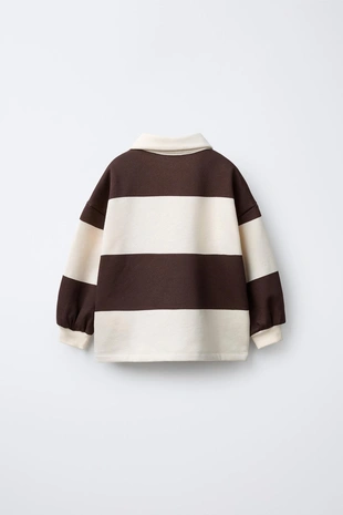 Купить Zara Поло в полоску с вышивкой мишки