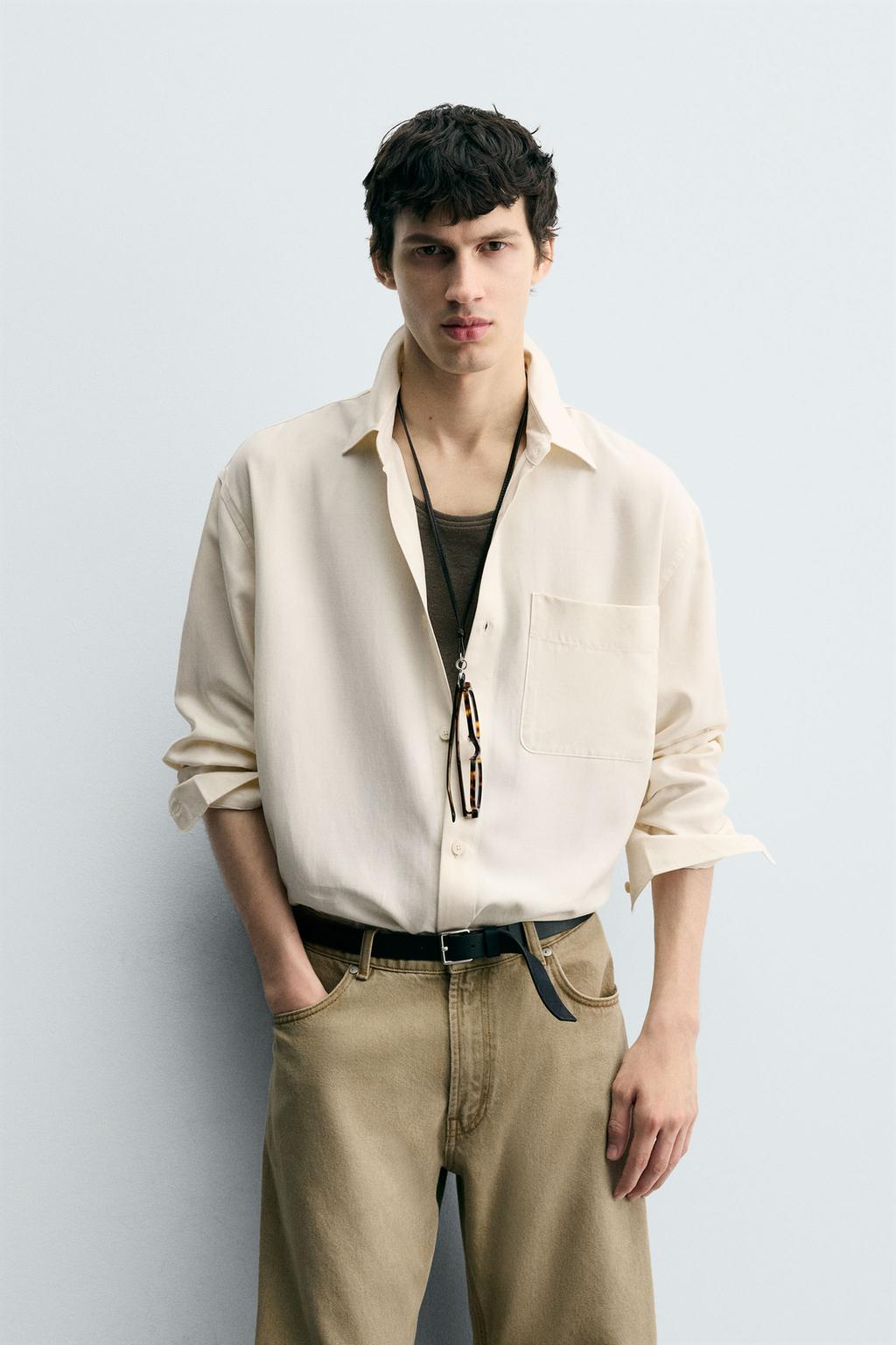 РУБАШКА RELAXED FIT ИЗ СТРУЯЩЕЙСЯ ТКАНИ