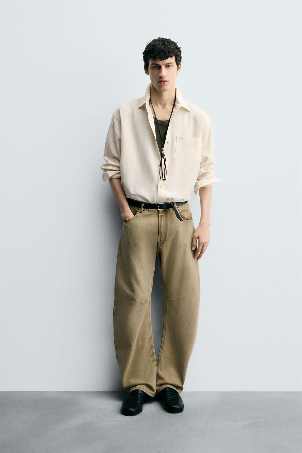 РУБАШКА RELAXED FIT ИЗ СТРУЯЩЕЙСЯ ТКАНИ