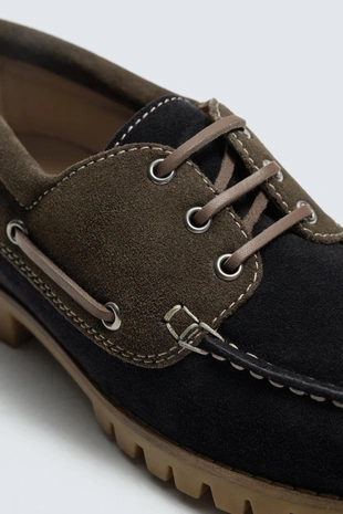 Multicoloured | 2437/620/202 - Zara Контрастные кожаные топсайдеры