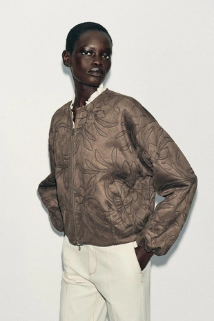 Бомбер с вышивкой под замшу- Заказать в России