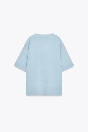 Базовый трикотажный джемпер из 100% шерсти с короткими рукавами- Заказать в России