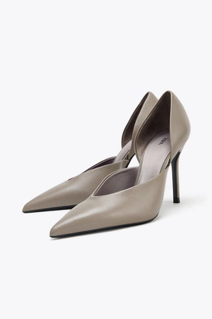 Кожаные туфли на высоком каблуке- Заказать в России