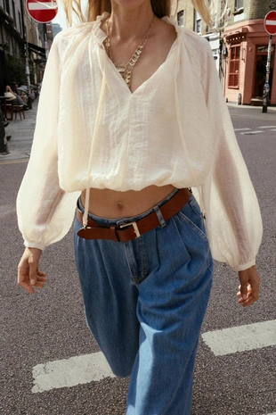 Блуза с рукавами-буфами- Заказать в России