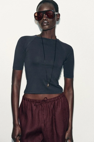 Футболка с коротким рукавом ZARA- Заказать в России