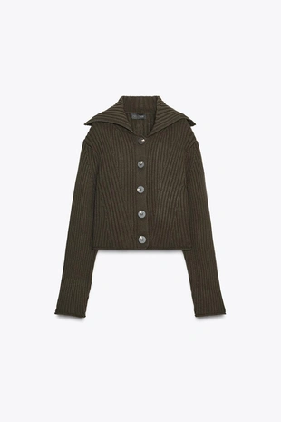 Кардиган в рубчик с пуговицами- Заказать в России