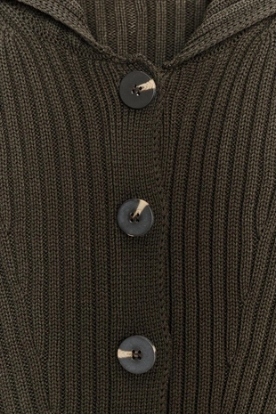 Кардиган в рубчик с пуговицами- Заказать в России