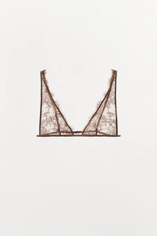 Треугольный кружевной бралетт с вышивкой- Заказать в России