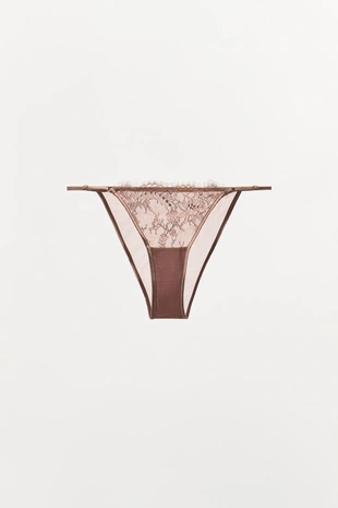 Кружевные трусы с вышивкой в виде цветов- Заказать в России
