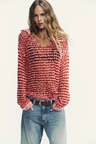 Трикотажный свитер поло с шерстью- Заказать в России