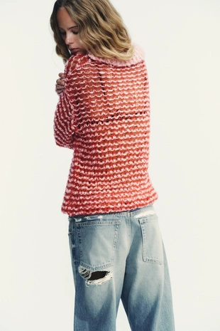 Трикотажный свитер поло с шерстью- Заказать в России