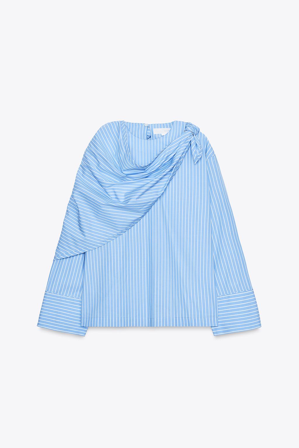 РУБАШКА В ПОЛОСКУ С МУЛЬТИПОЗИЦИОННЫМ ПЛАТКОМ ZW COLLECTION