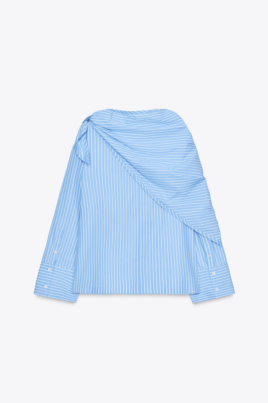 РУБАШКА В ПОЛОСКУ С МУЛЬТИПОЗИЦИОННЫМ ПЛАТКОМ ZW COLLECTION