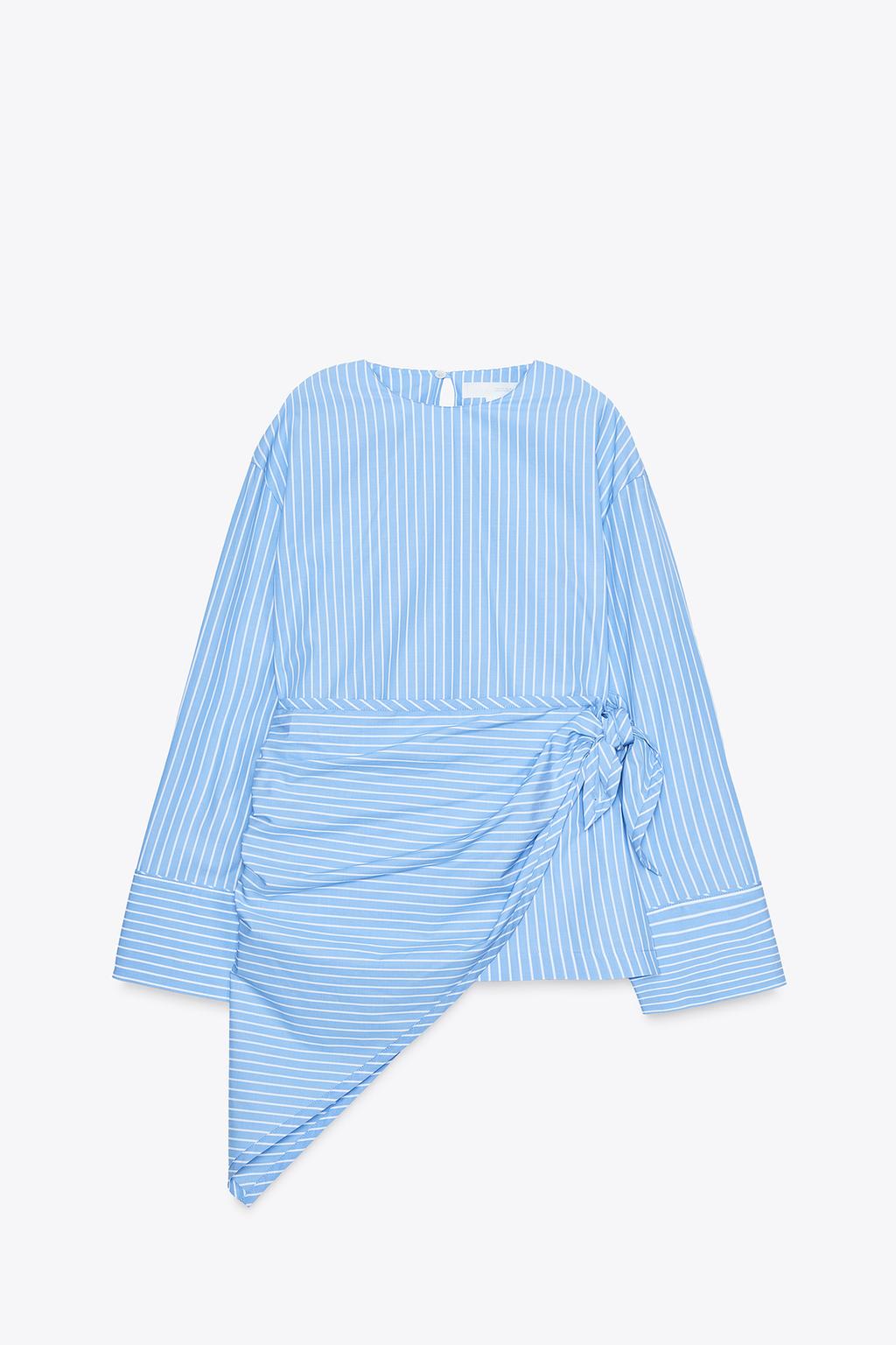 РУБАШКА В ПОЛОСКУ С МУЛЬТИПОЗИЦИОННЫМ ПЛАТКОМ ZW COLLECTION