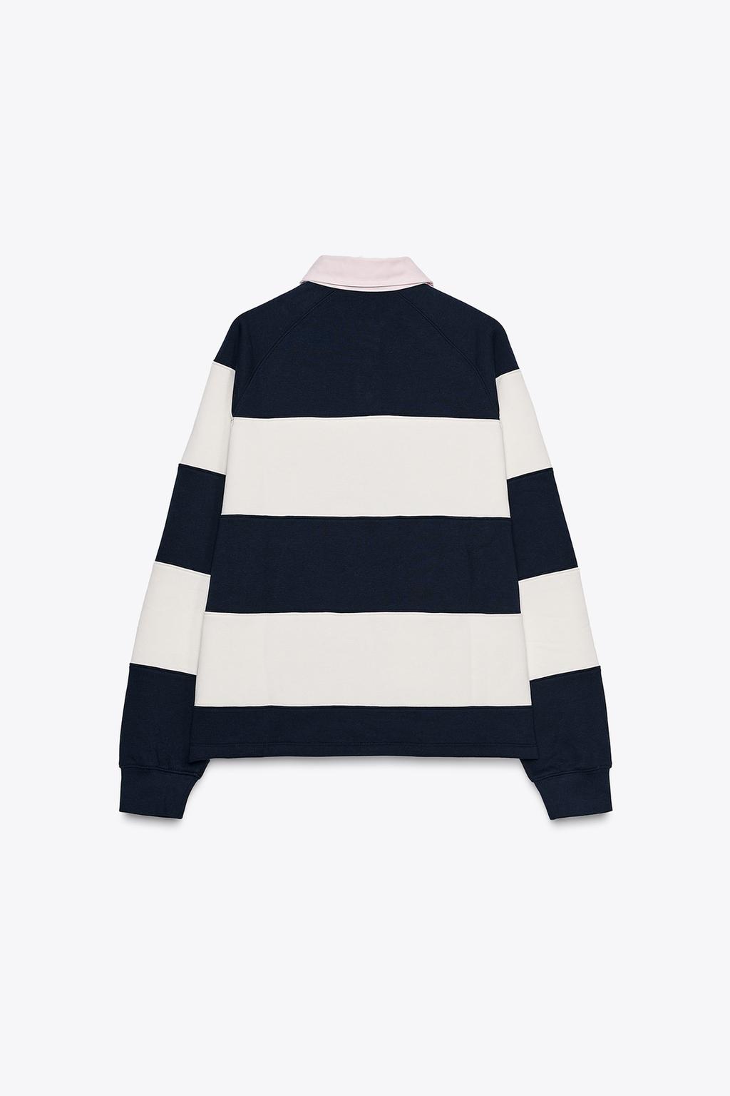 STRIPED POLO SWEATSHIRT WITH SLOGAN