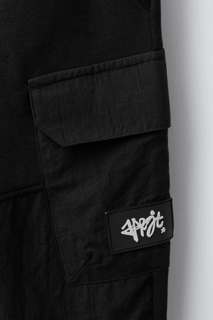 Black | 1733/671/800 - Zara Комбинированные брюки-джоггеры