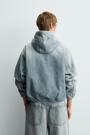 Джинсовая куртка с капюшоном- Заказать в России