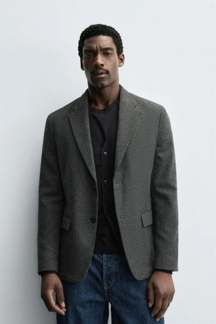 Блейзер из ткани с узором «гусиная лапка»- Заказать в России