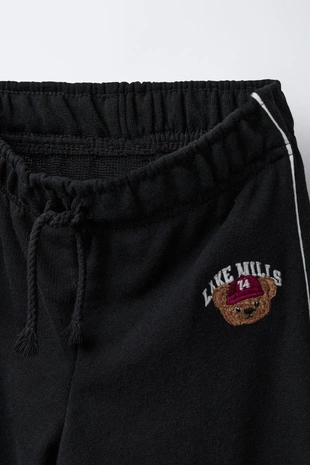 Брюки WIDE LEG с вышитым медведем- Заказать в России