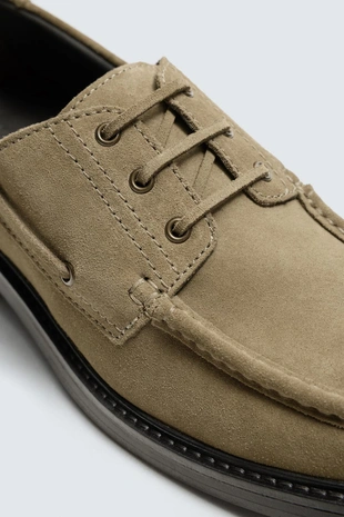 Beige | 2406/620/102 - Zara Кожаные вечерние топсайдеры