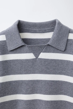 Свитер в полоску с воротником поло- Заказать в России