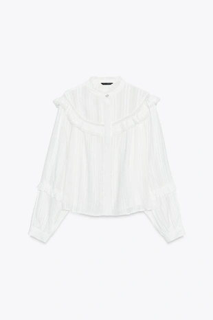 Блуза с кружевом и воланами- Заказать в России